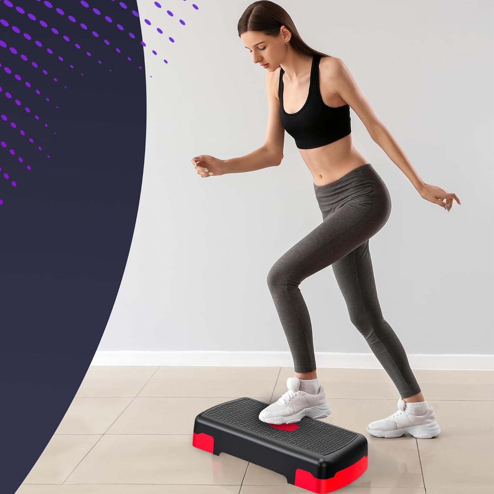 Stepper aeróbic Stepper - Stepper para aeróbic con 3 elevaciones para gimnasio, entrenamiento, stepper compacto