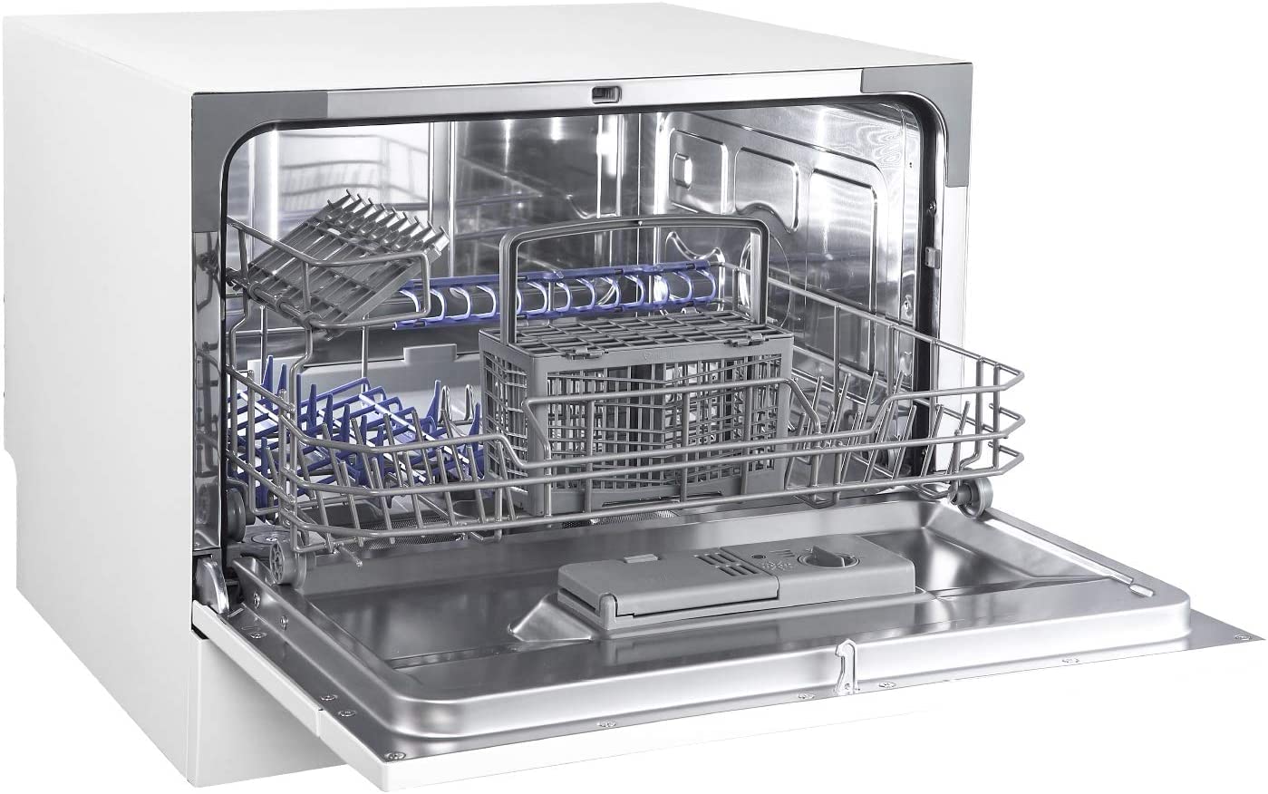 COMFEE' Lave-vaisselle compact de table TD602E-W Mini lave-vaisselle avec 6 couverts, 6 programmes, écran LED, démarrage retardé et fonction de lavage en heures non pointues, blanc