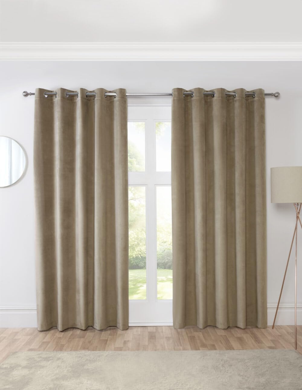 Pikk Mocha - Blackout Casa - Plain 100% Tpu Blackout Lined Curtains - 40Mm Eyelet Header - Polyester (, 66" X 54" / 168Cm X 137Cm)