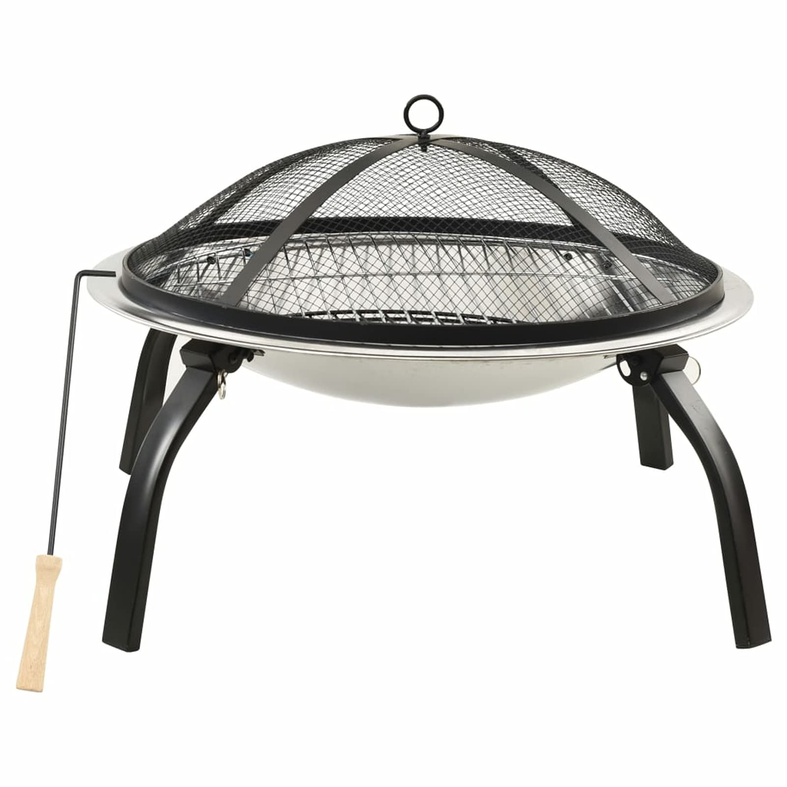 Homgoday Braciere e Barbecue 2 in 1 attizzatoio in acciaio inox 56 x 56 x 49 cm braciere esterno per giardino ciotola per falò all'aperto per giardini, cortili, parchi, cortili