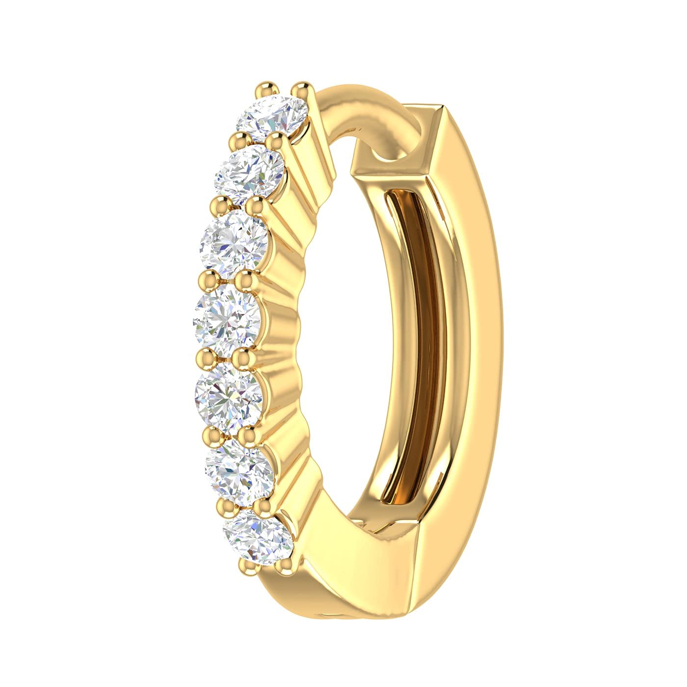 110 Carat 7-Stone Natural Diamond Nose Pin Hoop Hinged Clicker Nose Rings Hoops in 10K Gold Gift for Women product thumbnail 3