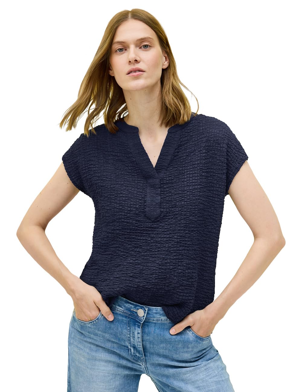 Chemisier structuré Cecil pour femme en coton léger bleu
