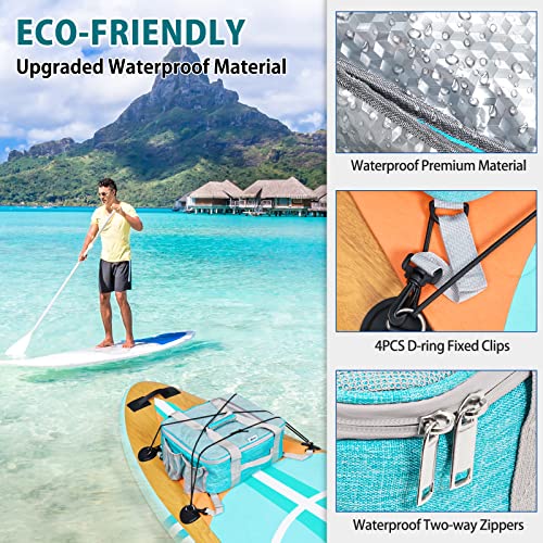 Uboway Paddle Board Cooler Bag, Waterproof Portable Deck Bag With Top Mesh Pocket, 12 Can Surf Insulated Kayak Cooler Bag With Side Pouches For Water Bottles, Storage Bag Sup Accessory For Travel #TOP2