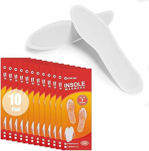 WORLD-BIO Disposable Foot Warmers 10 Pairs, Air Activated Warmer Safe Natural Long Last Up 8 Hours, Foot Warmers Shoes Skiing Camping for Men Women,