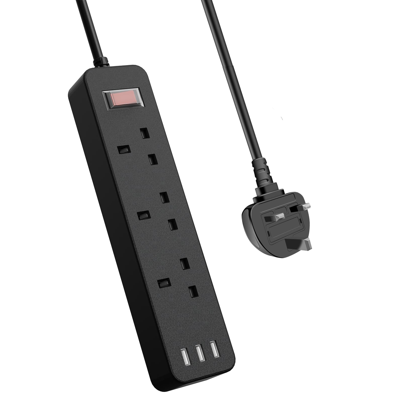 Outdoor Extension Lead with USB Slots,3 Way Power Strips with USB Ports, 1.8M Extension Cable with Surge Protection and Overload Protection, Waterproof Multi Plug Extension Socket for Home and Outdoor