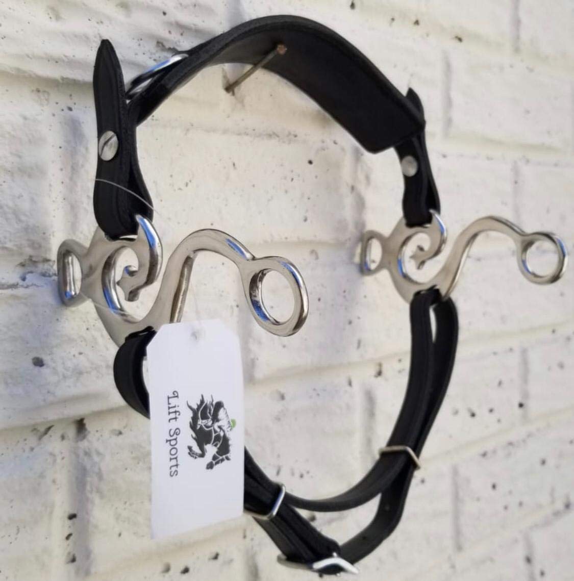 Lift Sports Hackamore Bitless Horse Bit English Western Adjustable Original Leather Black Tack Bridle Equestrian