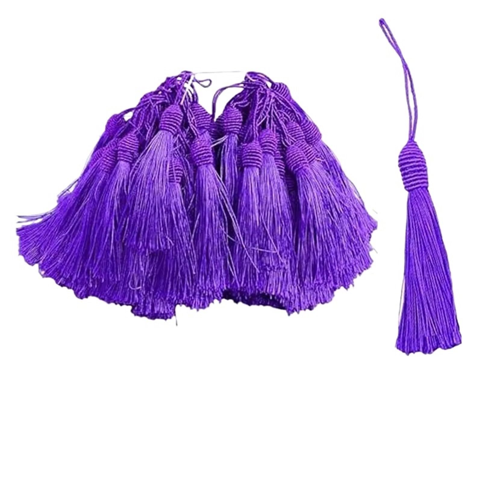Handmade Craft Tassels, Tassels Decoration 15cm Silky Floss Bookmark with Cord Loop Making DIY Craft Accessory(Deep Purple,5Pcs)