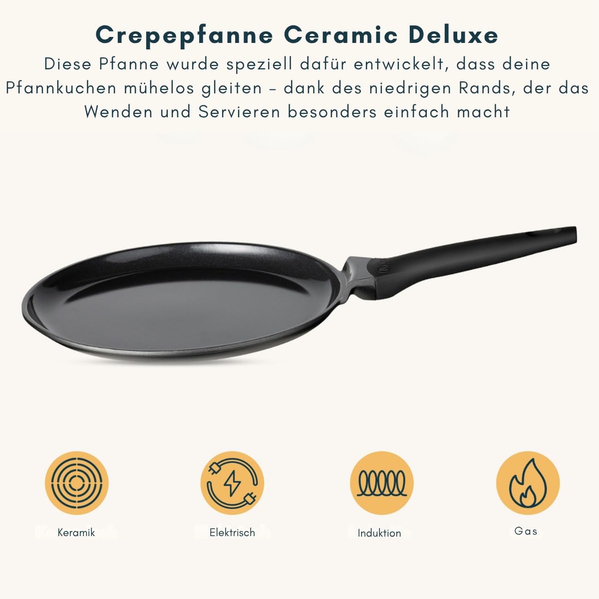 Sola Crepepfanne/Pfanne für Crêpes Ceramic Deluxe ø 28 cm - Induktionsgeeignet - Keramische Antihaftbeschichtung