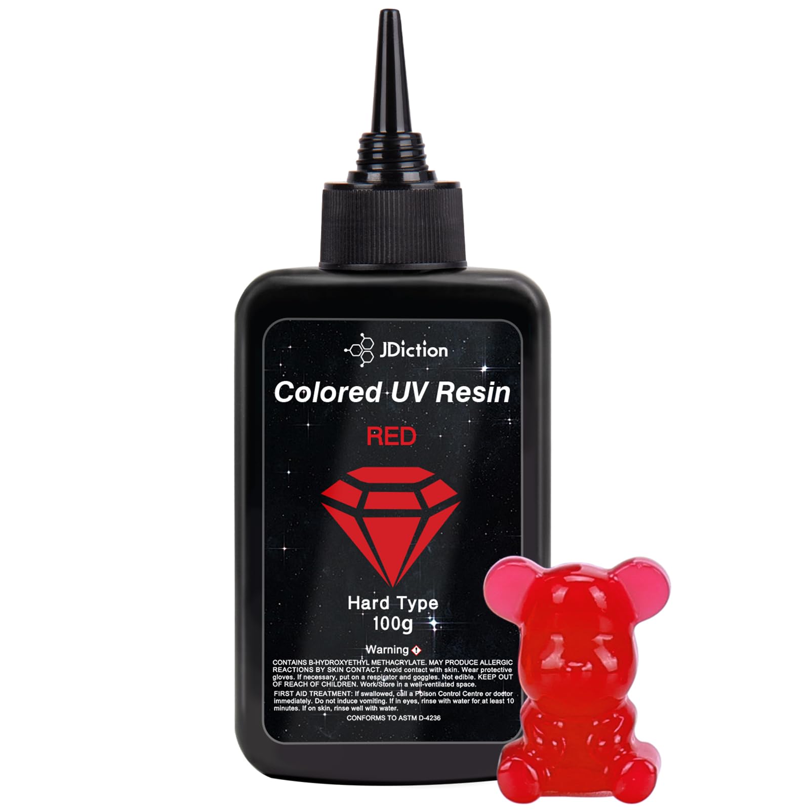 Jdiction Red Uv Resin 100G Colo Uv Resin Odorless And Hard Resins Kit For Jewelry Making, Colo Casting And Coating Crafts