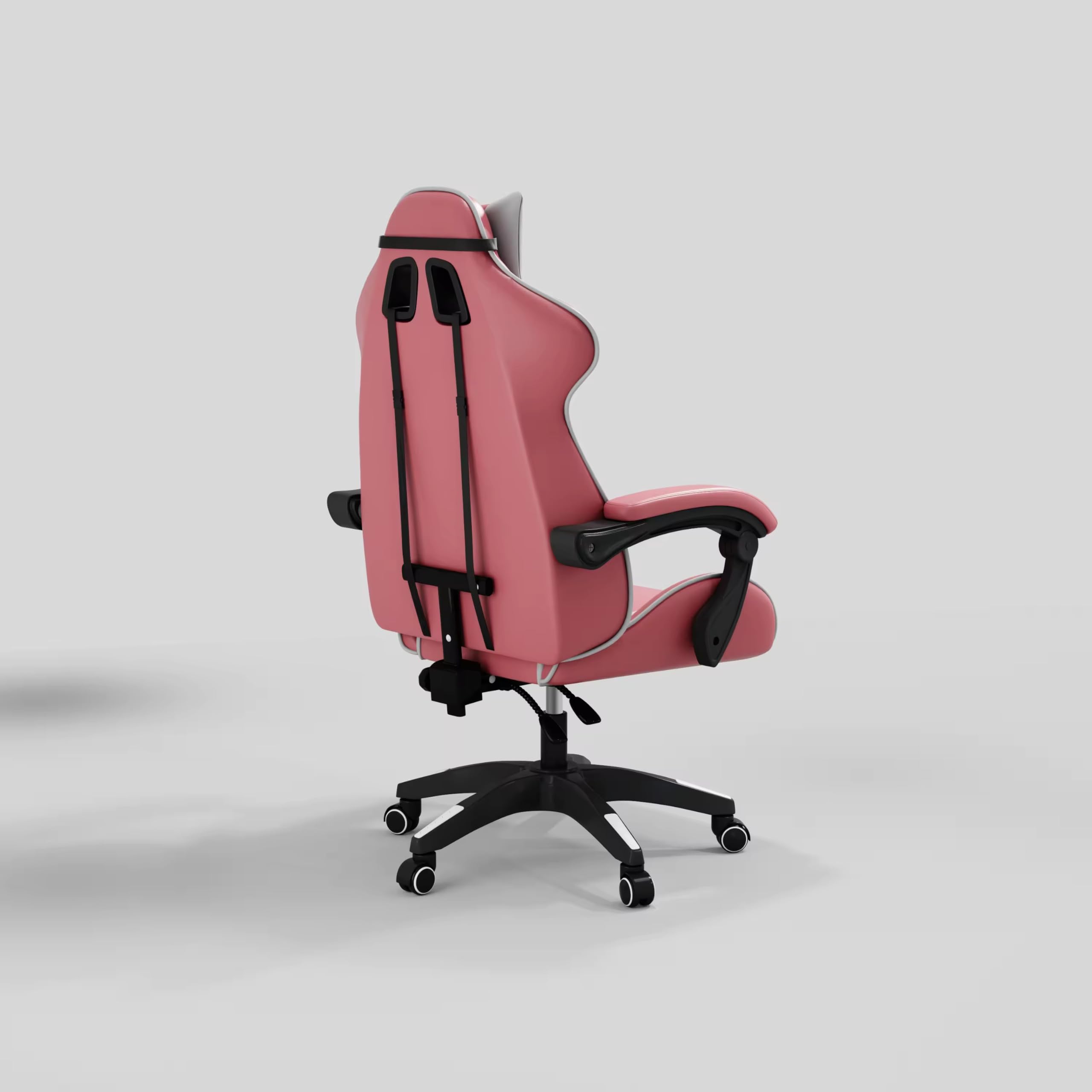 Sedia da Gaming Gamer Poltrona da Ufficio Scrivania Girevole Braccioli Design Ergonomico Supporto Lombare Meccanismo di Inclinazione (Bianco/Rosa)