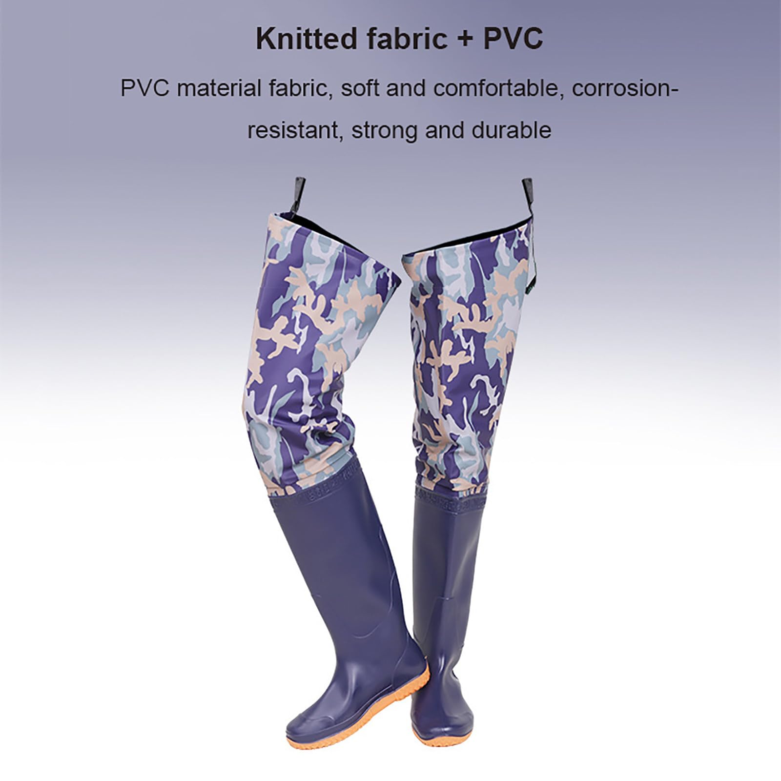 Wodery PVC Wodoodporne Meskie Damskie Kamuflaz Granatowy Spodniobuty Oddychajace Buty Wedkarskie Dobra Przyczepnosc Antyposlizgowe Klamra Polowanie Bloto Gear 38