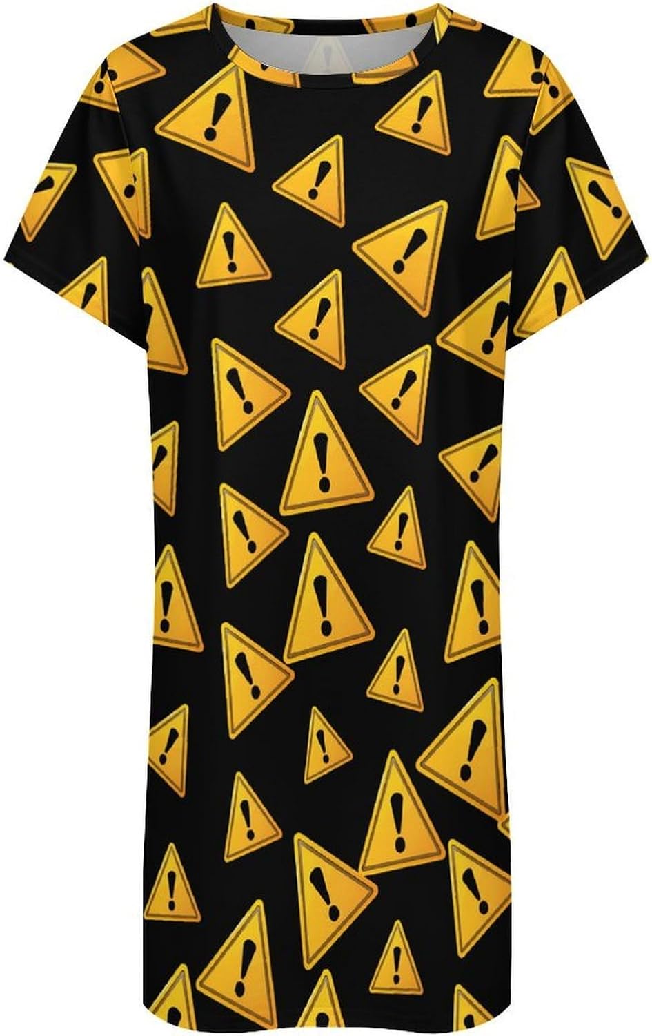 Warning Symbol Nightgowns for Women Short Sleeve Sleep Dress Casual Sleepshirt Night Gowns Pajamas