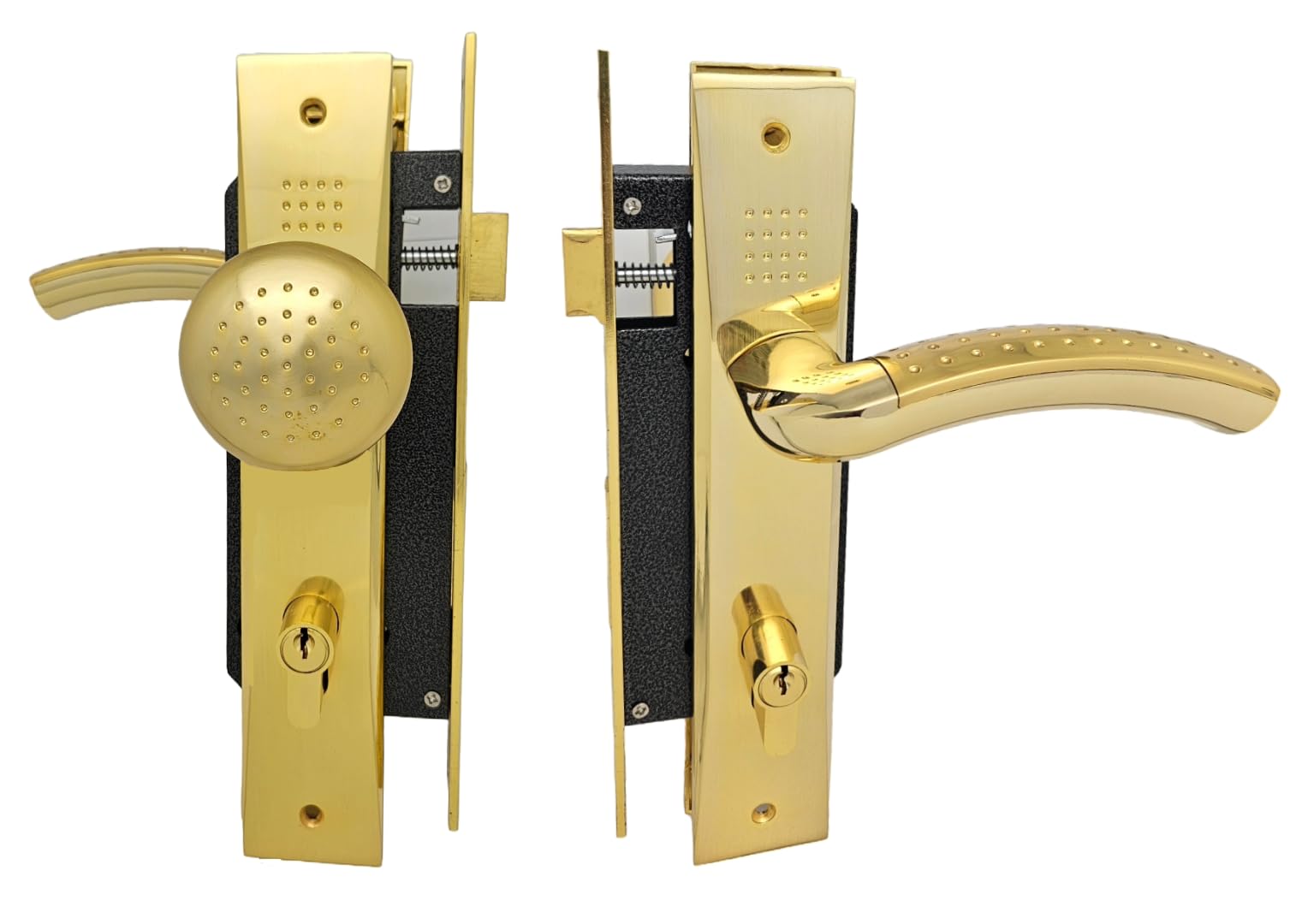 ROBUSTLINEAluminium Lever Door Handle with lockbody | Premium Quality | Golden - One Side Knob | Right