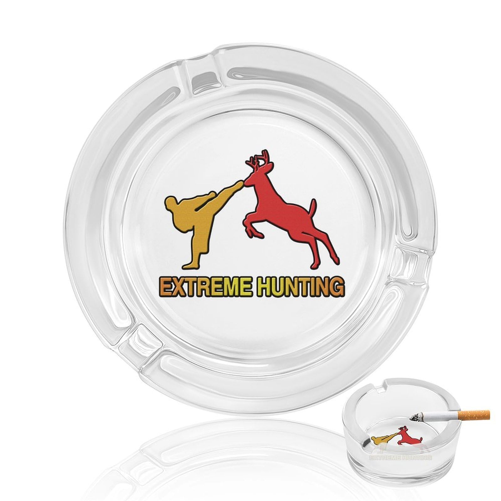 Nclqvjxzkhw Style Fuck It I'm Going Hunting Glass Ashtray Round Ash Tray Smoking Trays For Home Garden Outdoor