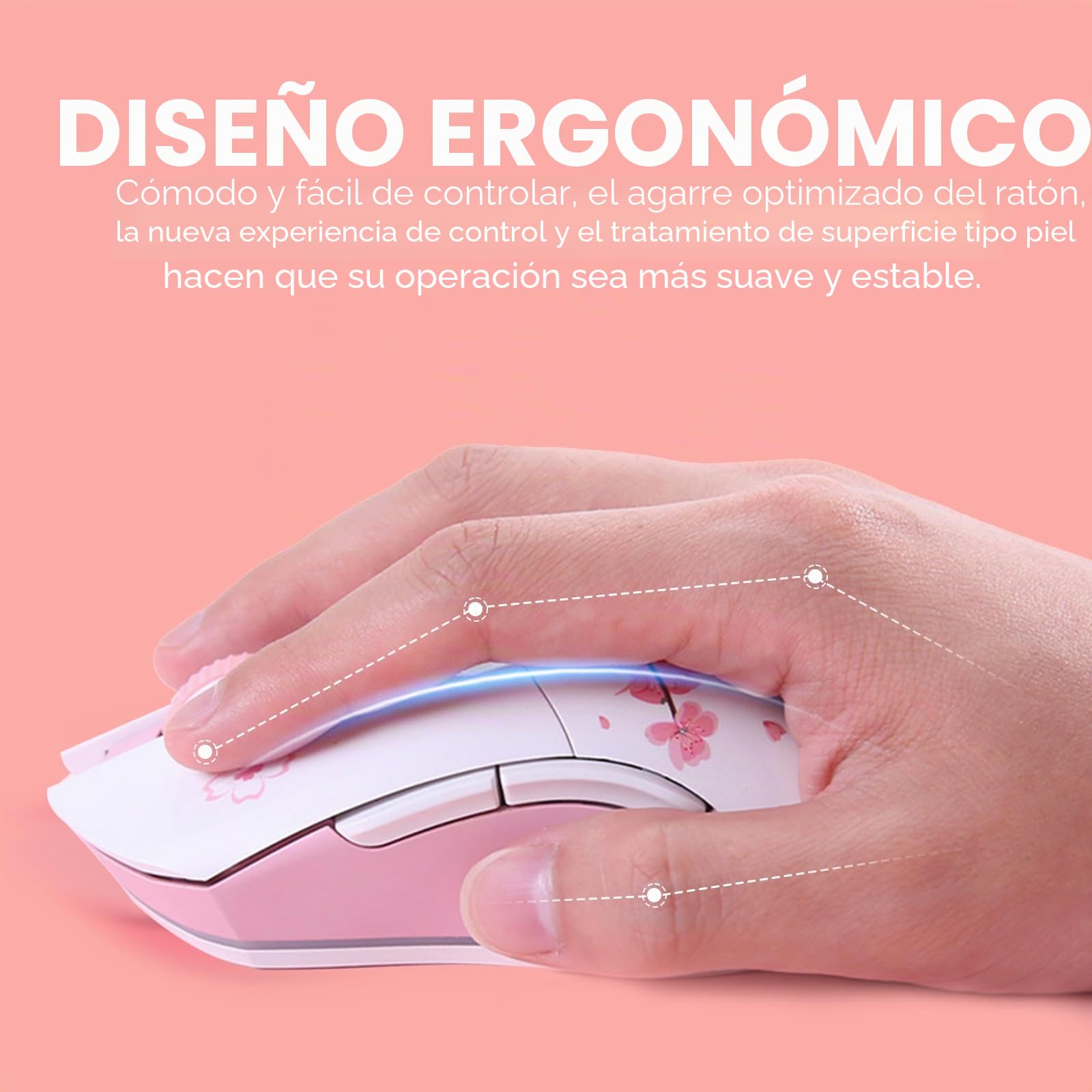 DAREU 901X Raton Gaming Inalámbrico Rosa con Base de Carga Recargable RGB, 12 K dpi, 7 Botones programables con Sensor de Alta precisión [300 IPS] [1000 Hz] para PC, Cuaderno, Mac
