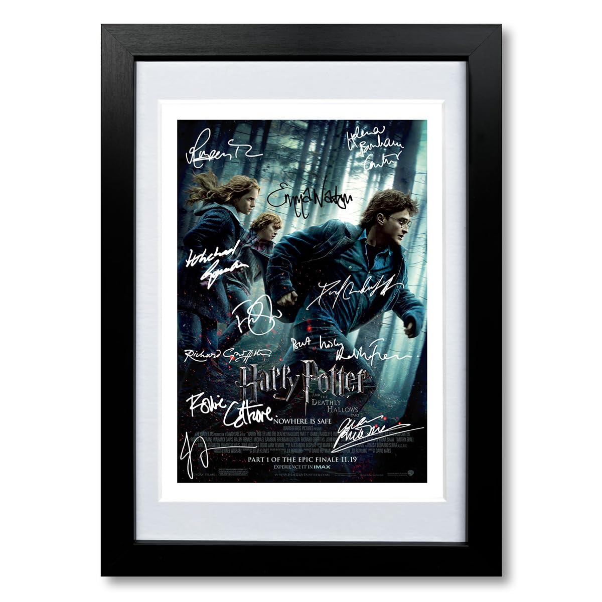 Mounted Gifts Trading Harry Potter All Movie posters cast signed autograph poster photo print photograph artwork wall art picture Film ((A4 Framed) Harry Potter and the Deathly Hallows β Part 1)