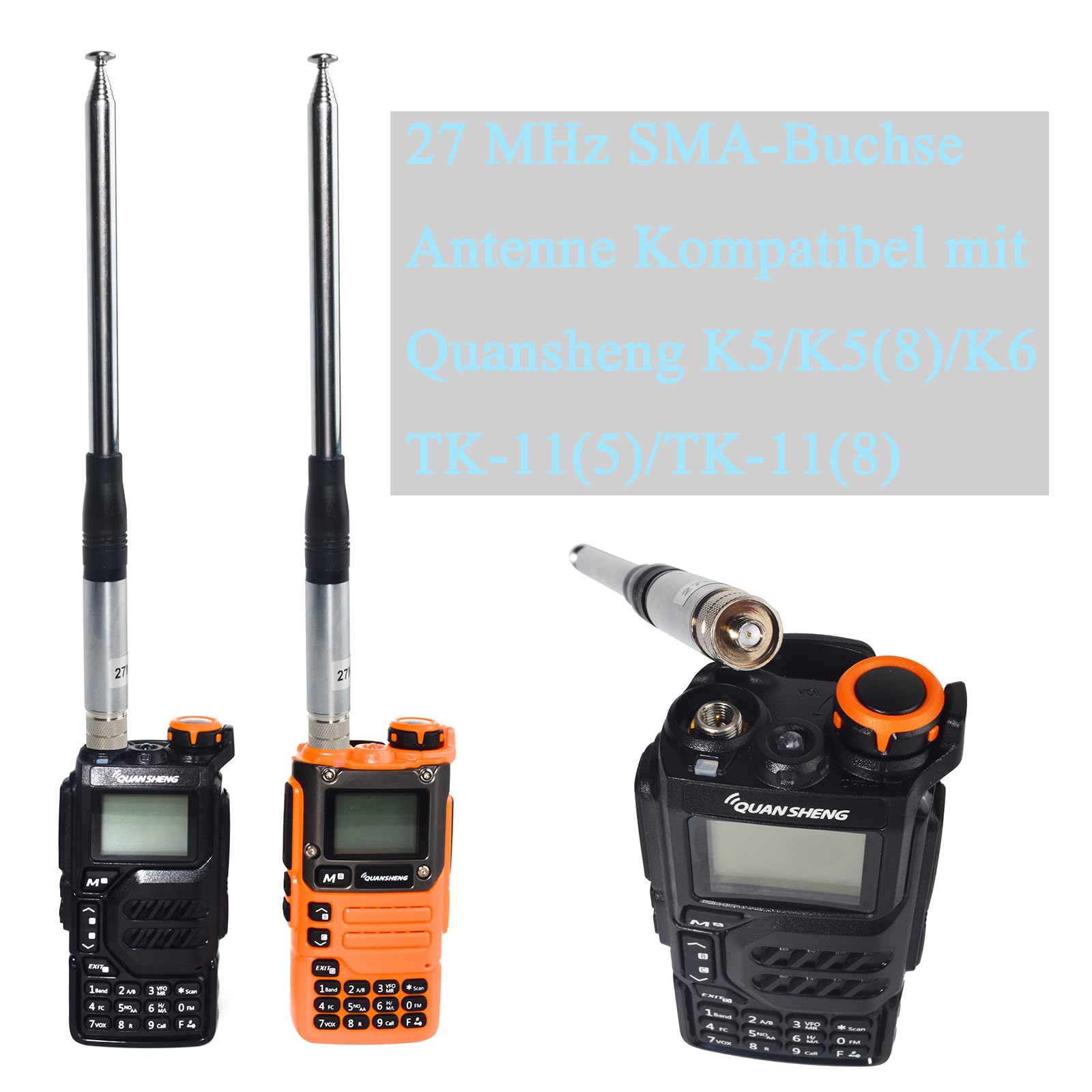 Antenne Radio CB Télescopique HYSHIKRA 130 Cm - Connecteur BNC - Compatible Cobra, Midland, Uniden 27 MHz