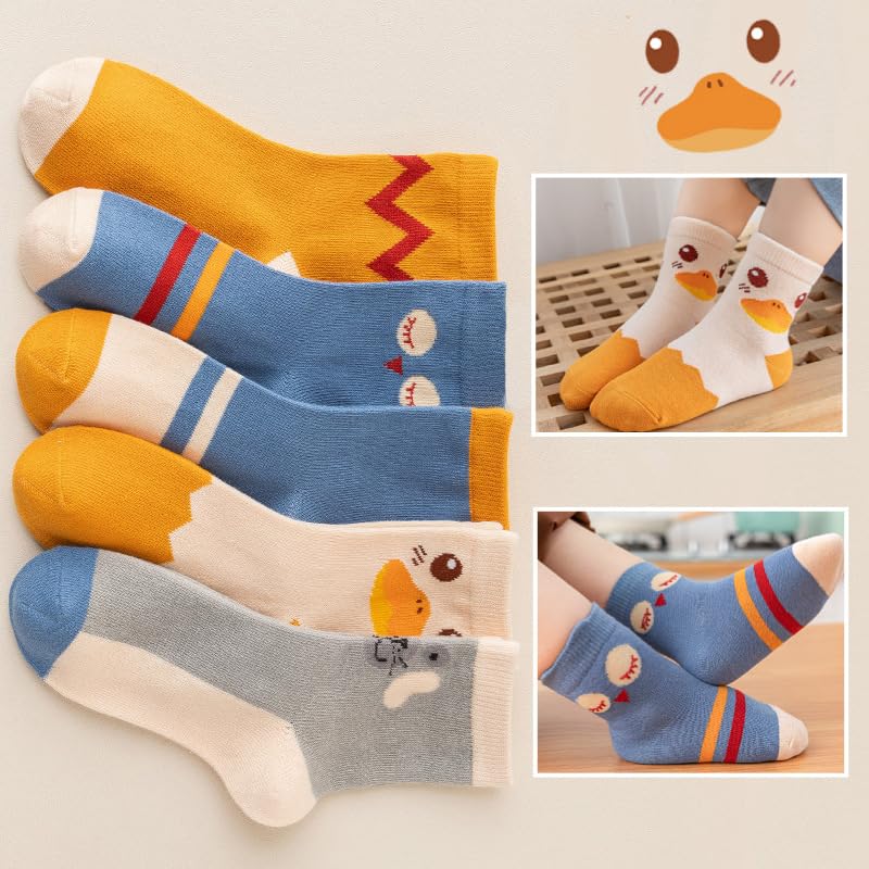SoxLife Kids Cotton Socks, Pack of 5, Cartoon Designs, Ages 6-8 Years, Unisex (IN, Age, 6 Years, 8 Years, Cute Duck) - Image 7 thumbnail
