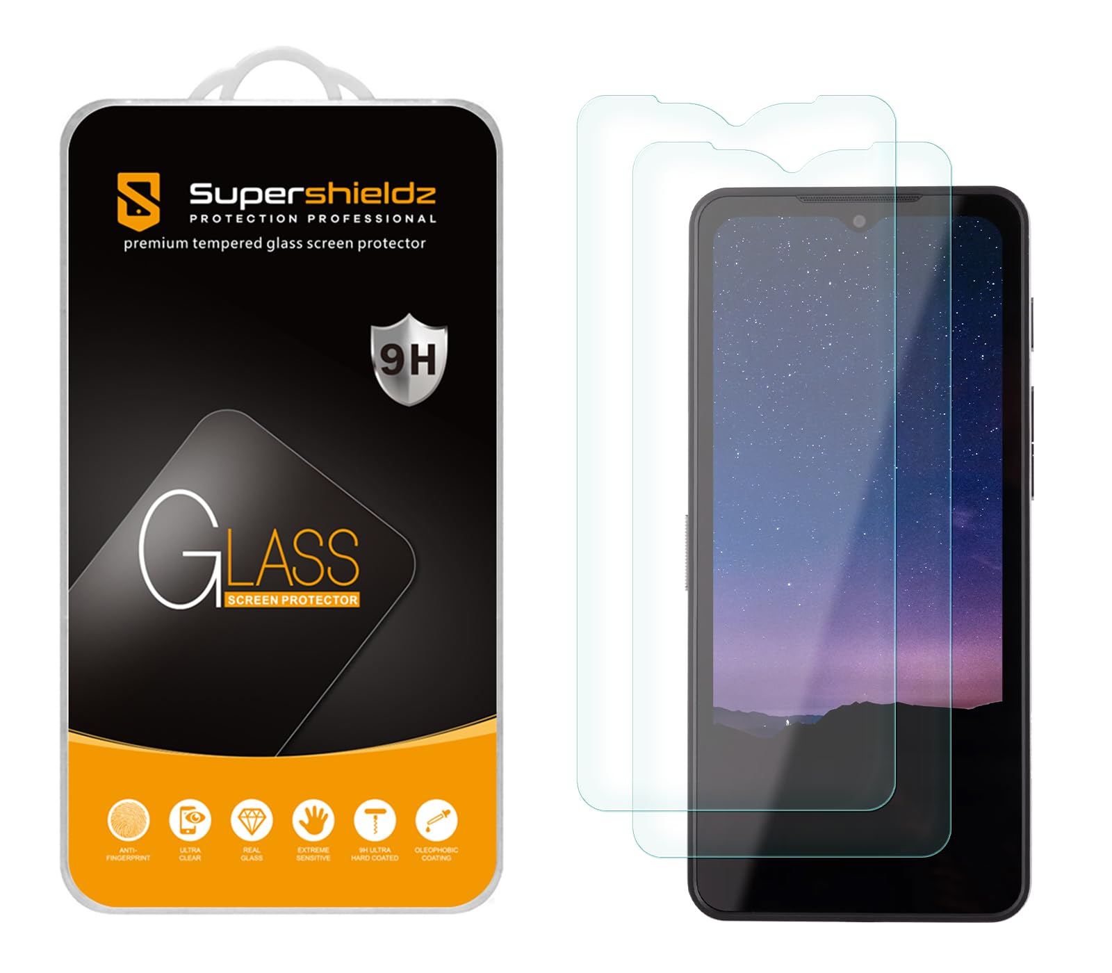 Supershieldz (2 Pack) Designed for Cat S75 and Motorola Defy 2 Tempered Glass Screen Protector, Anti Scratch, Bubble Free