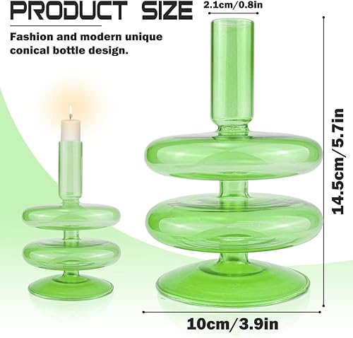 Miniatura 2 de LNQ LUNIQI Portavelas cónicos transparentes, portavelas de cristal, modernos portavelas para candelabros cónicos, bodas, recepciones, centros de