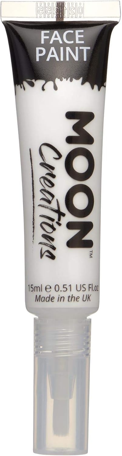 Paint for face and body with a brush by Moon Creations – 15 ml – white