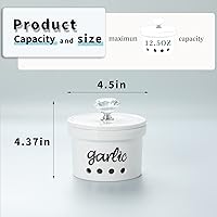 Vista 3 de HAOTOP Garlic Keeper with Crystal Lid, 12.5 oz Ceramic Garlic Saver Container for Countertop, Farmhouse Kitchen Decor (Silver)