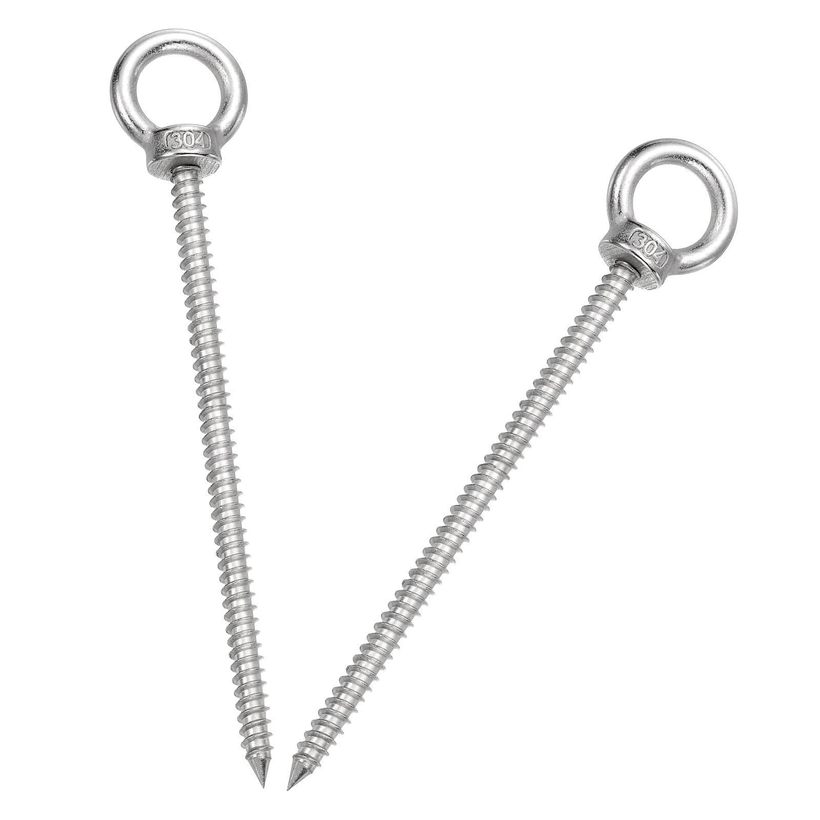 sourcing map M6x120mm Eye Hooks 5.9x1x1.1 Inch 304 Stainless Steel Eye Bolts Hammock Hooks for Screw Eyes Hanging Swing, Yoga Hammock Stand, Pack of 2 — image 1