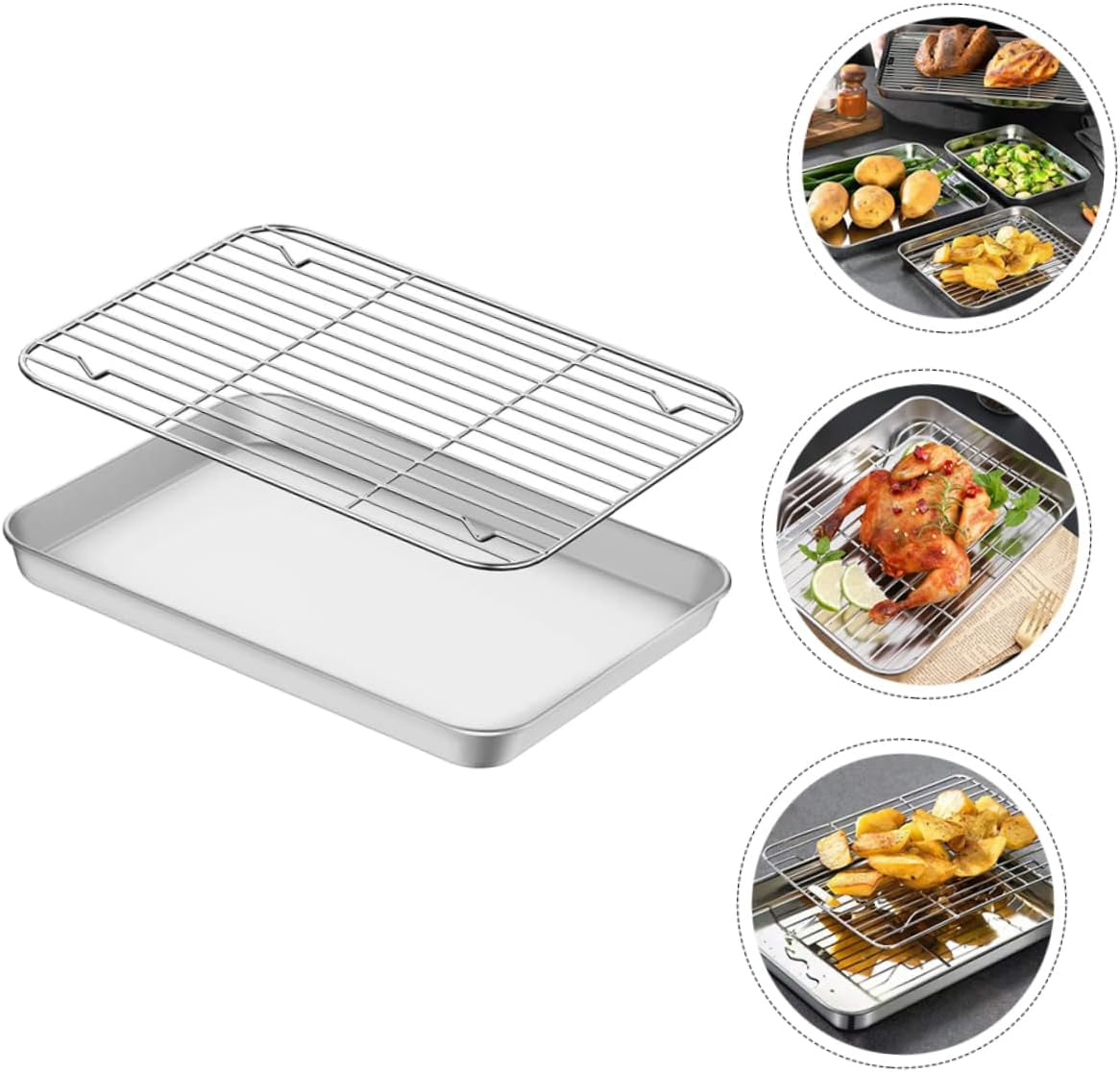 1set Multi-function Baking Rack Baking Pan Wire Rack for Oven for Cooling Cakes Biscuits Cooking Various Dishes Reusable Kitchen Accessory