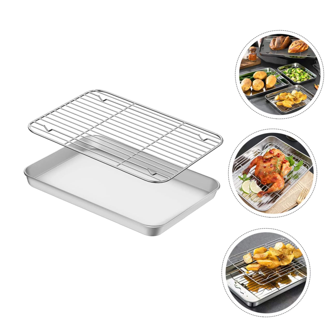 Gatuida 1 ensemble Plaque de Cuisson Acier Inoxydable avec Support de Refroidissement Ensemble de Cuisson pour Cuisine Camping Accessoire de Pâtisserie Facile à Nettoyer et