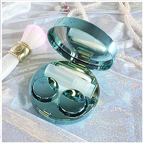 Cute Fashion Contact Lens Case, Color Sparkles Contact Lens Care Vision Care Nobleness Contact Lens Cases Kit with Mirror, Tweezers, Stick Connection, Keep Contact Lens from Drying (Green) - Thumbnail 2