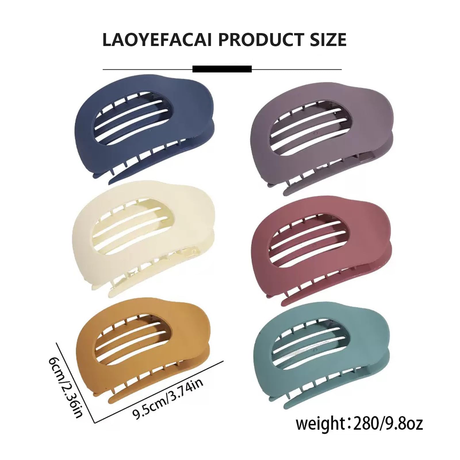 LAOYEFACAI 6 Pieces Hair Clips Flat Hair Claws Hair Claws Secure Hold Hair Clips Inner Teeth Side Hair Clips Strong Hold for Thick Hair - Image 2