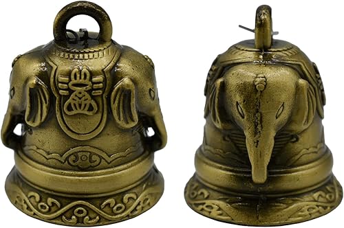 Campanas de elefante Feng Shui, campanas de bronce vintage de buena suerte, campanas de viento colgantes para decoración de pomos de puerta de