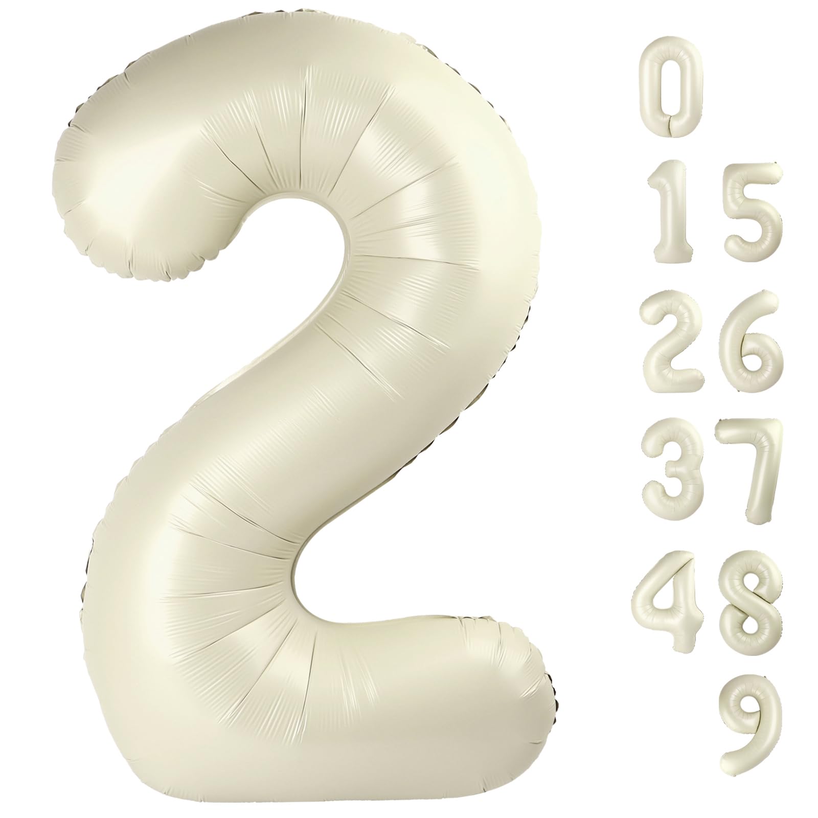 2 Numbers Balloon 40 Inch Cream White Two Balloon Number Birthday Decor, 2nd 12 21st Party Celebration Decorations Graduations Wedding Baby Shower