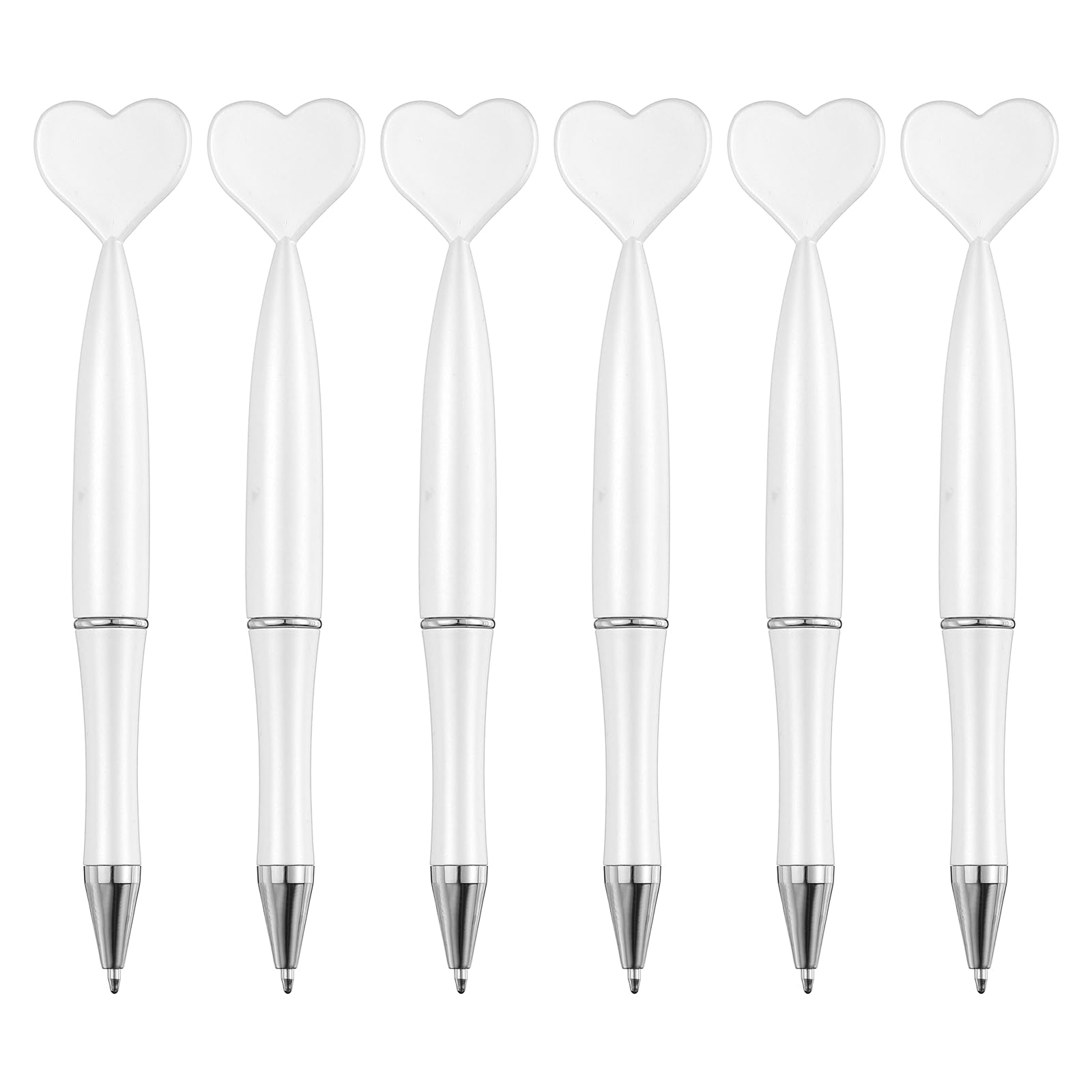 PATIKIL 6 Pcs Heart Ballpoint Pens, 1.0mm Tip Cute Twist Writing Pens Black Ink for Home Office Writing Supplies Valentine's Christmas Wedding Party Gifts, White