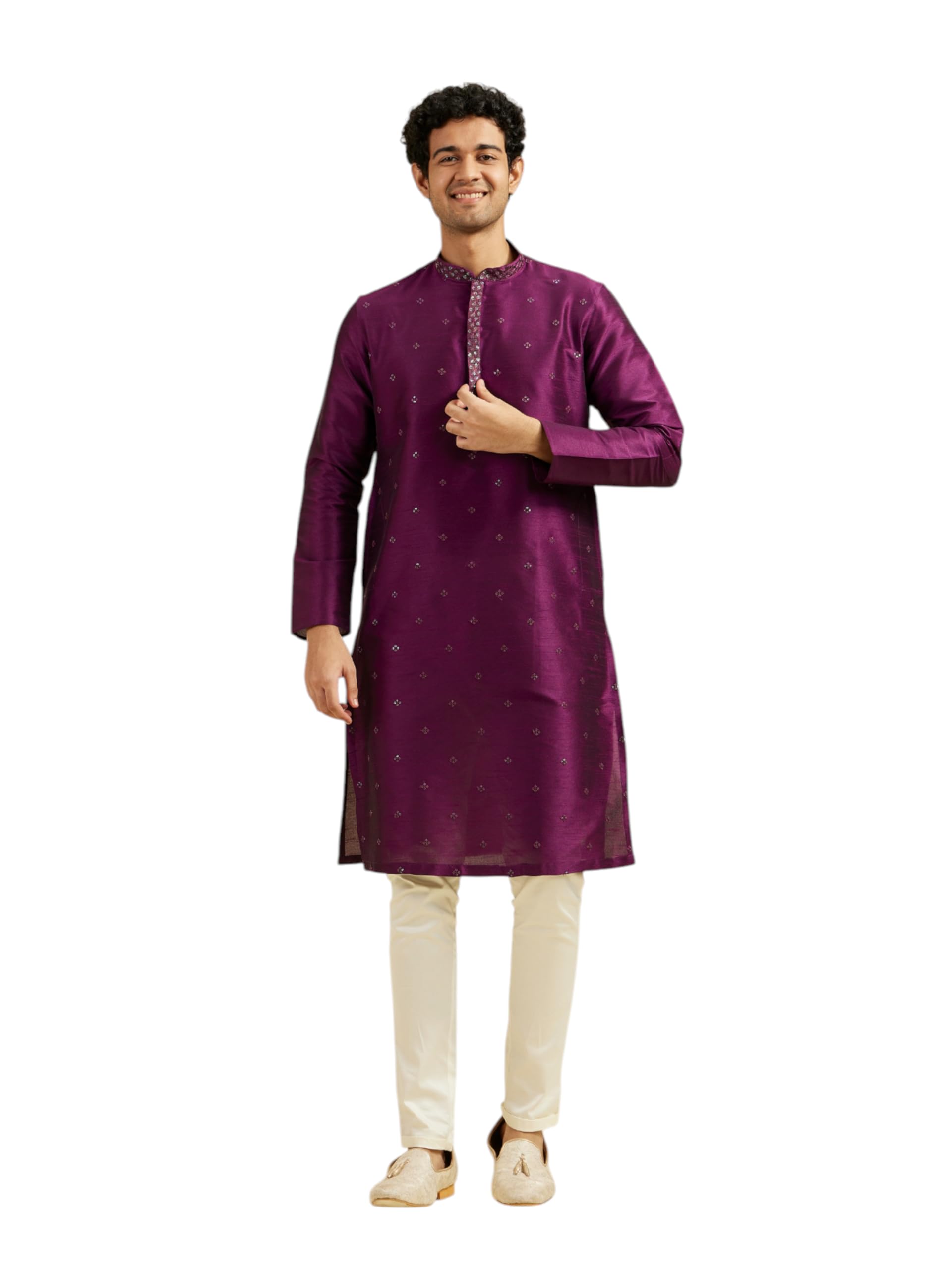 diwas by manyavar Men's Art Silk Self Design Kurta Set (2pcs)-picture-34