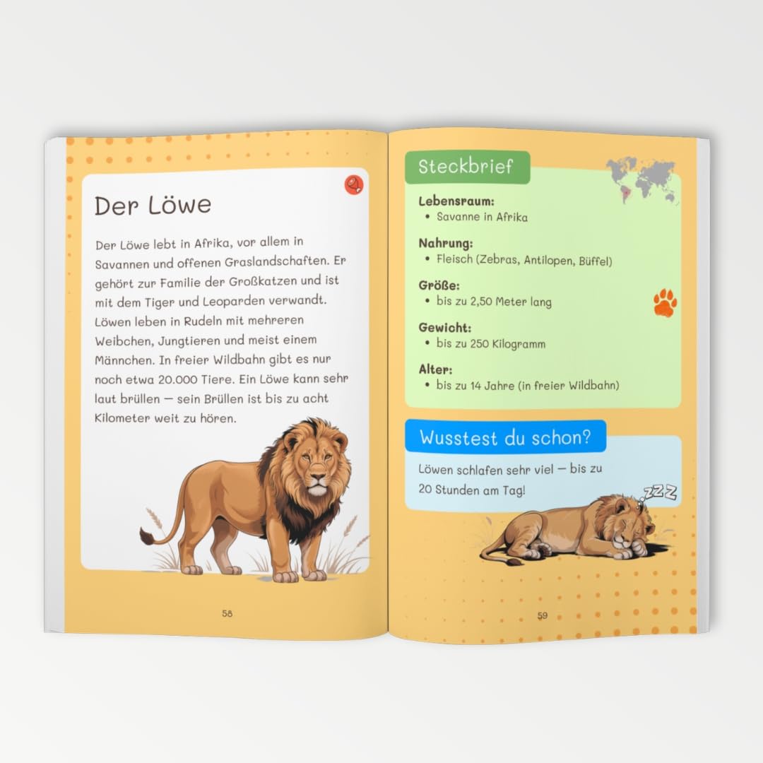 Lexikon für Erstleser: Mein erstes Tierlexikon zum Staunen und Lernen – mit 53 beliebten Tieren von A bis Z – zum Selberlesen für Kinder ab 6 Jahren