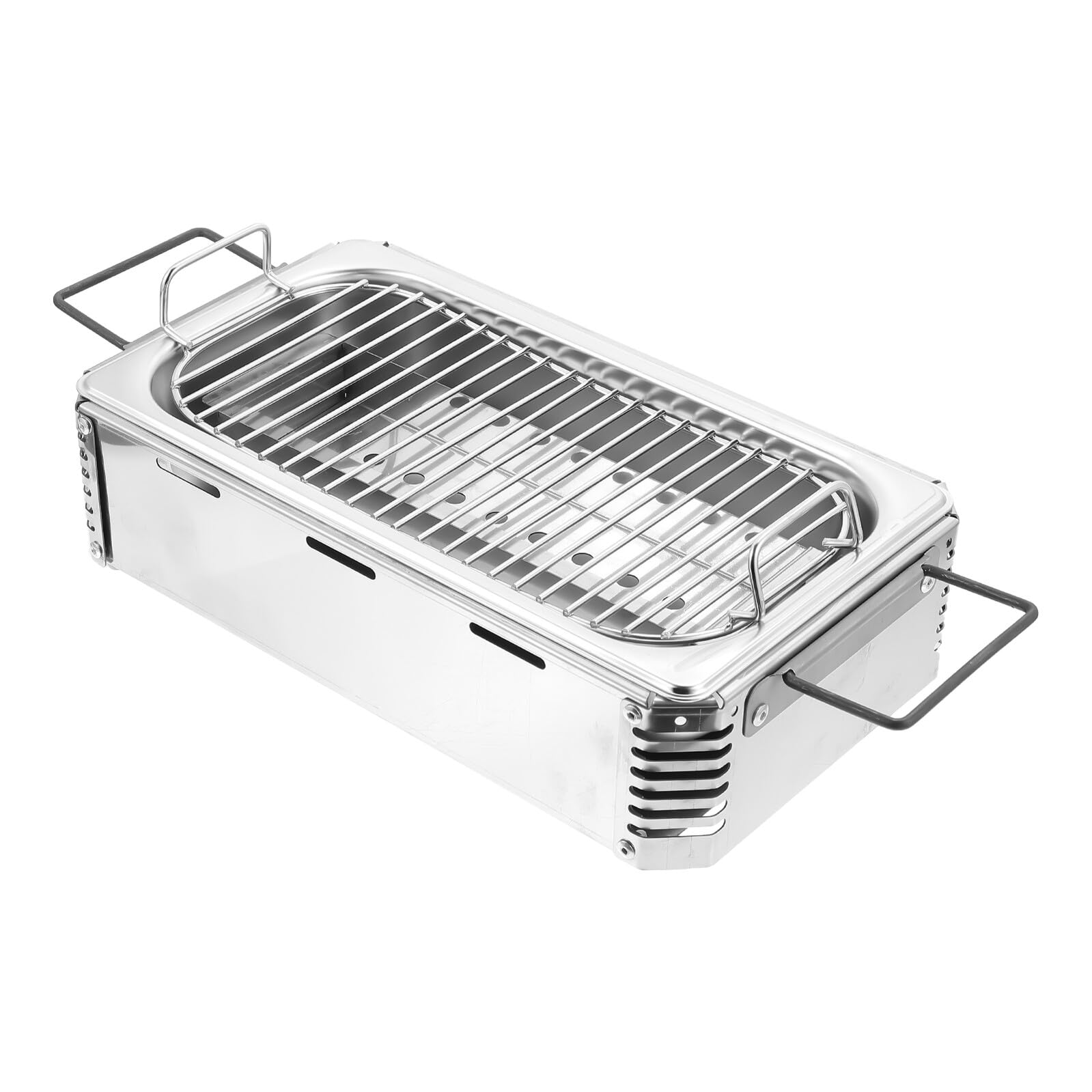 Barbecue charbon de bois acier inoxydable Homoyoyo 35cm pour grillade camping