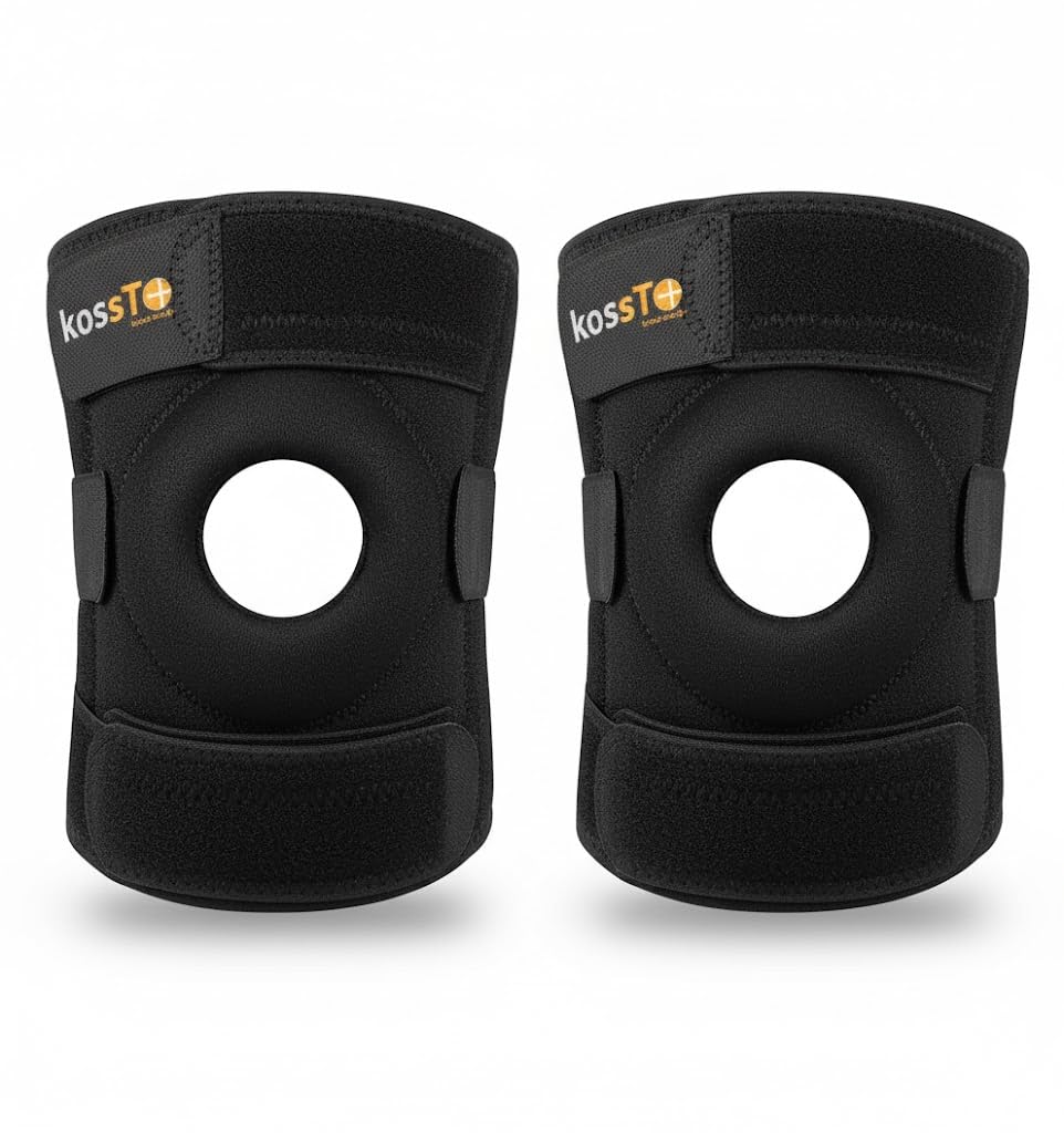 kossto Knee Brace Pair – Compression Knee Cap for Men Pain Relief & Women – Knee Support for Men Gym, Running, Arthritis, Joint Pain, Injury Recovery | (BLACK) - Image 3 thumbnail
