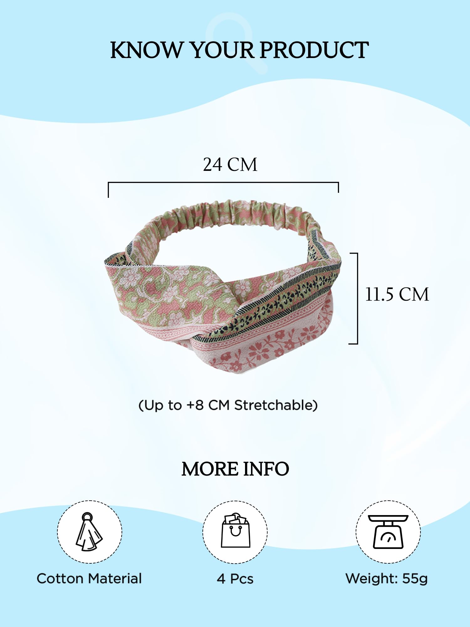 4pc Boho Twisted Headband Set for Girls, Vintage Style