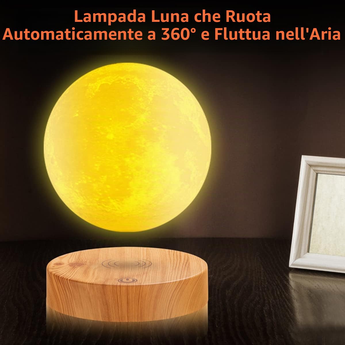 Lampada lunare a levitazione, luce lunare 3D galleggiante a LED luna a levitazione magnetica luci notturne per la decorazione dell'ufficio in camera regali fantastici (3 Colori)