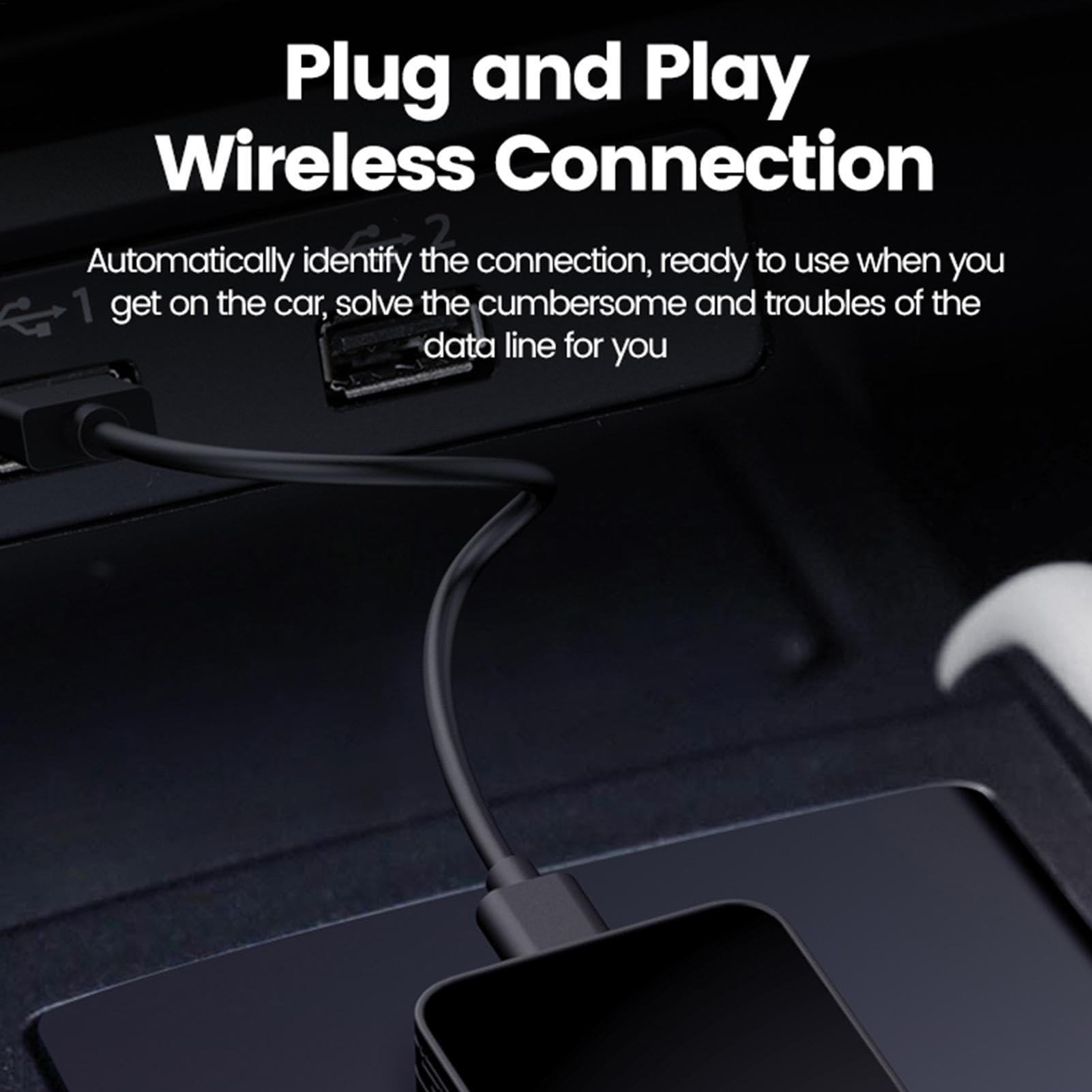 Adattatore Dongle Wireless Per Auto Portatile Converte Da Cablato A | Auto Accessorio Audio, Dispositivo Compatto, Convertitore Cablato, Abbinamento Facile, Configurazione Semplice