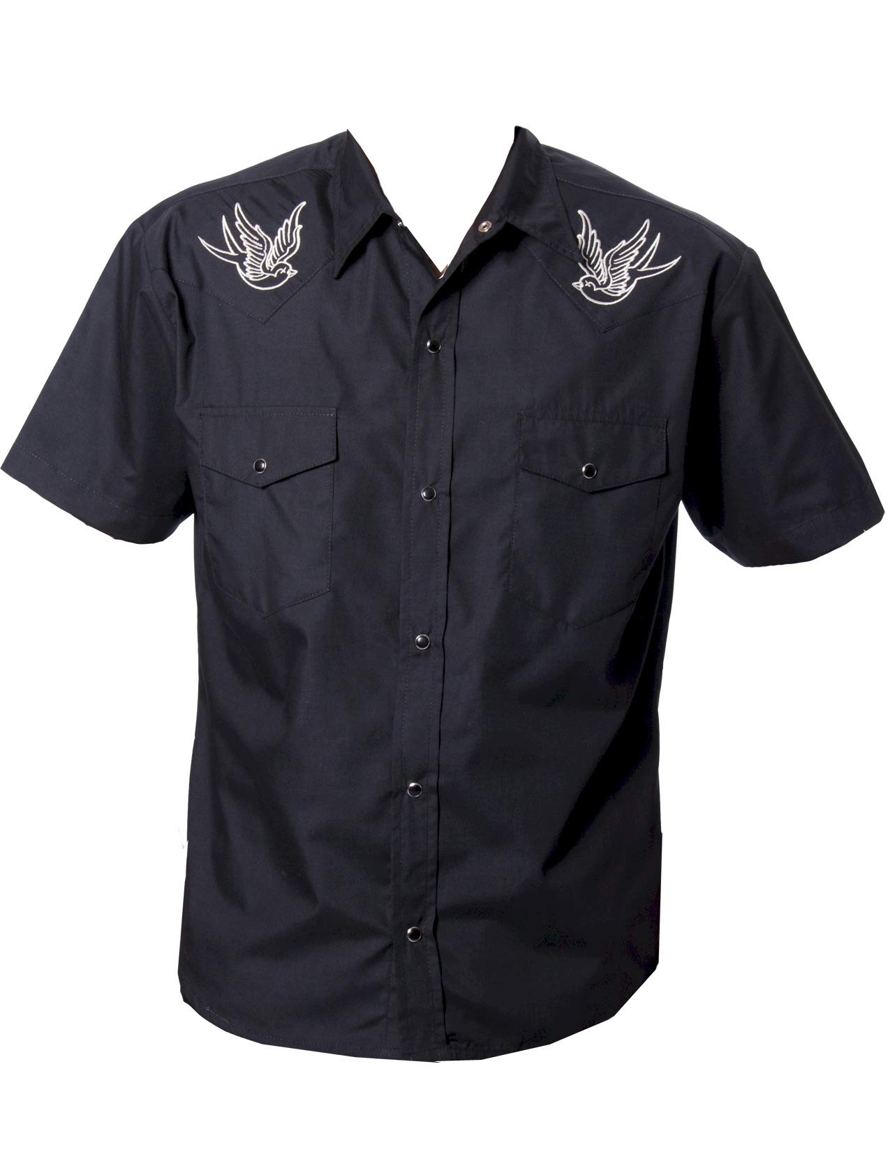 Men’s Rockabilly Short Sleeve Button Down ~ Skull and Rose, Sparrows or Hard Luck