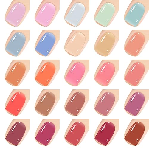 Miniatura 3 de Vishine Juego de 48 esmaltes de gel, 45 esmaltes de uñas de gel color rosa nude gelatina, para todas las estaciones, juego de esmaltes de uñas de