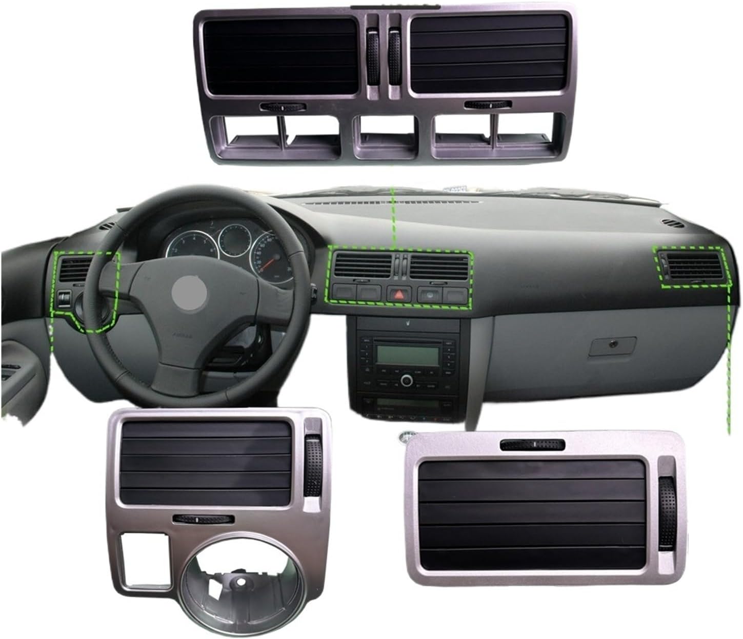 Car Air-Conditioning Vent A/C Front Dash Center Console Air Vent Outlet,Compatible with Bora Golf MK4 2002-2008(Left Side)