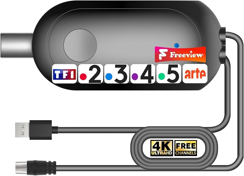 Amplificateur Antenne TV – 2026 Booster de Signal pour TNT/DVB-T2 – Compatible Télévision Numérique, Full HD et 4K UHD – Amélioration de la Réception Stable – Installation Facile avec Câble Coaxial