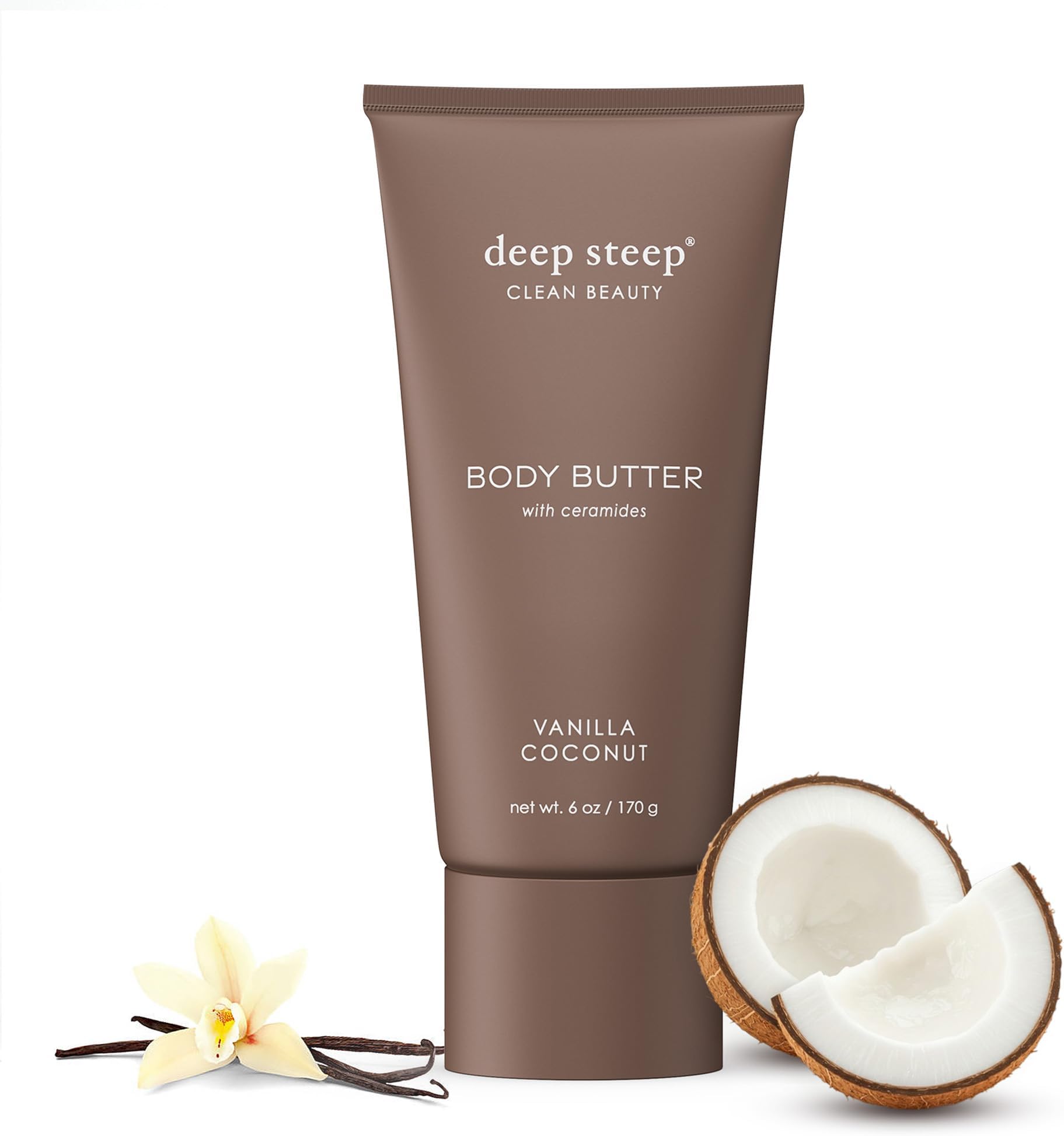 Body Butter, 6 oz – Rich Moisturizer with Ceramides, Coconut Oil, Argan Oil & Aloe Vera – Vegan, Clean Beauty, Smooth & Hydrated Skin (6 Ounces, Vanilla Coconut)