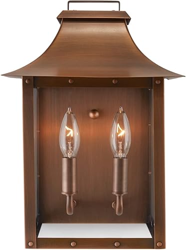 Miniatura 3 de Acclaim Lighting 8414CP - Linterna vintage de cobre sólido con dos luces regulables montada en la pared para exteriores con vidrio transparente