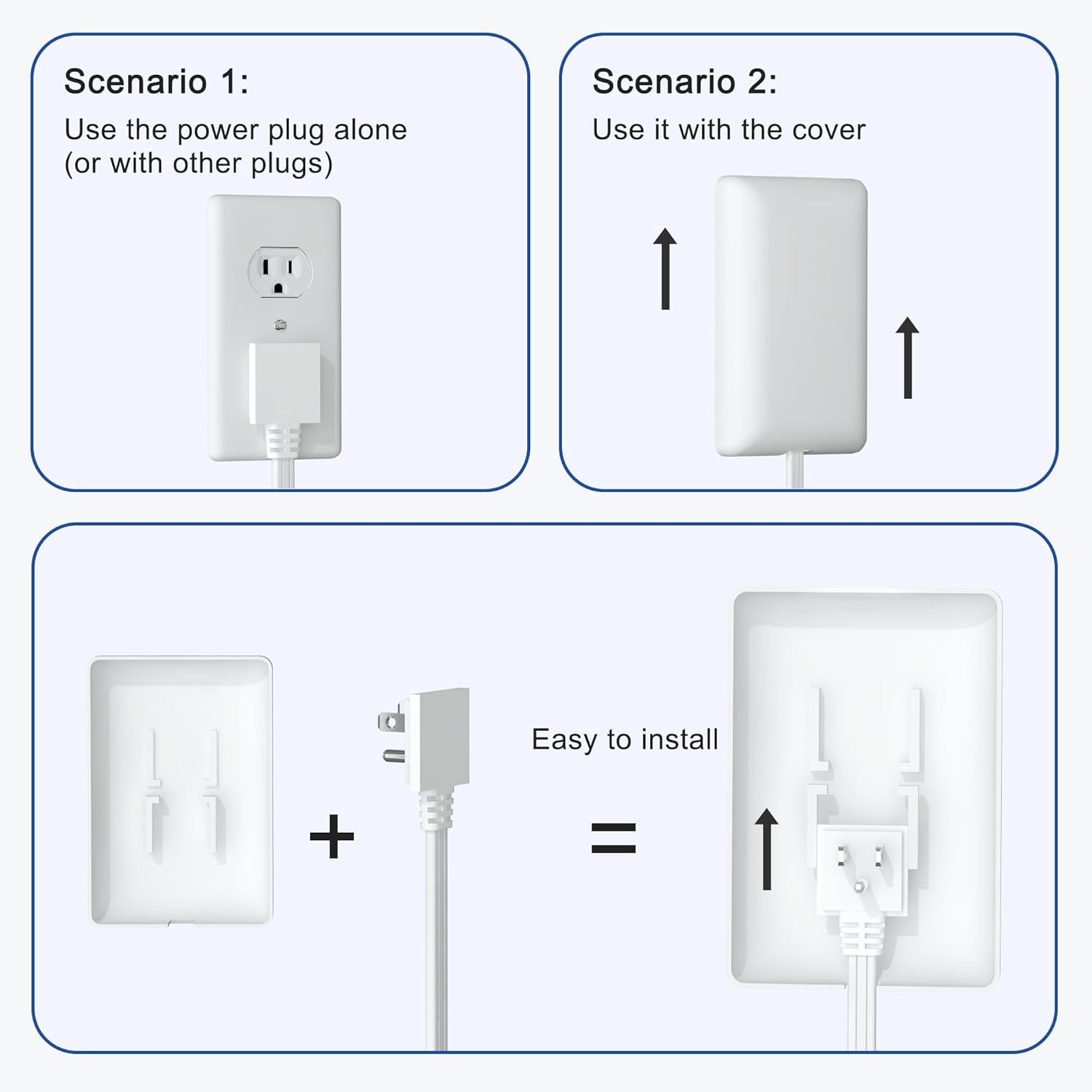 BLIATLUS 3FT Extension Cord Flat Wall Plug with 3 Outlets, Slim Socket Flat Plug Power Strip with Outlet Cover Concealer, Max. 13A 125V 1625W ETL Listed, White Color