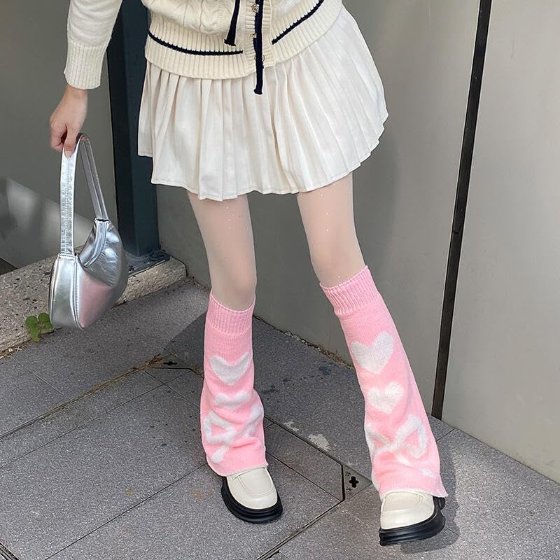 Image of WODECASA Girls Kawaii Leg Warmers Knitted Flared Leg Sleeves Goth Crochet Baggy Cuff Ankle Heap Socks