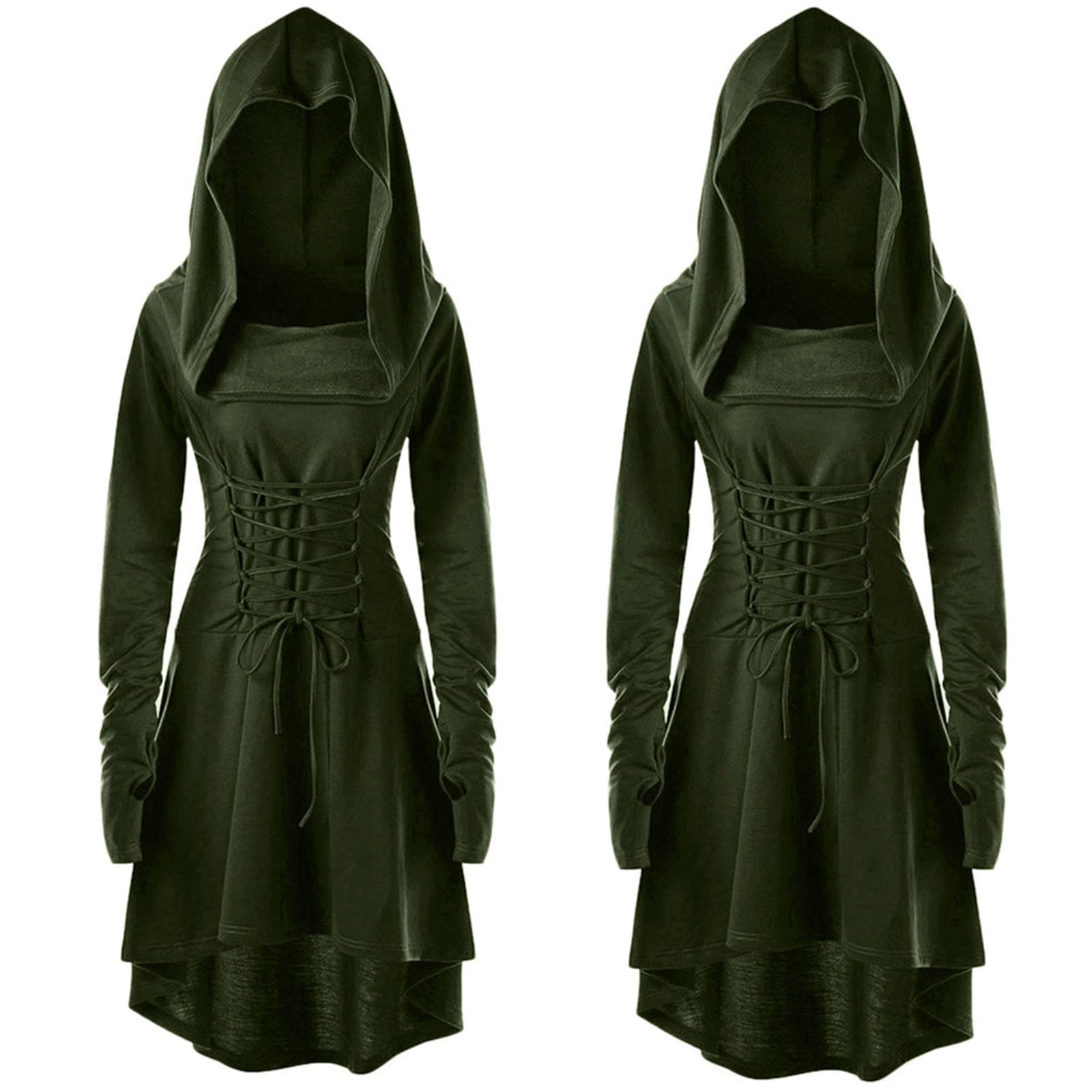 DPois Robe Médiévale Renaissance Pour Fille – Manches Longues, Tulle Fluide, Lacet Réglable – 3-16 Ans – Halloween, Cosplay, Carnaval